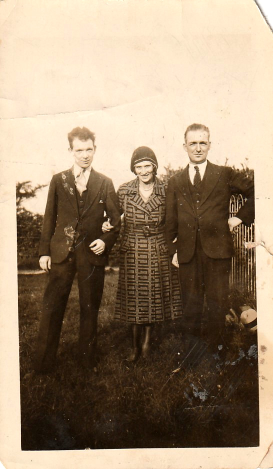 Owen, Maggie and Bernard King. This is a very poignant photograph. Owen the youngest brother of Bernard was seemingly close to his Older Brother and Sister-in-law. This  photograph is dated @1930's 